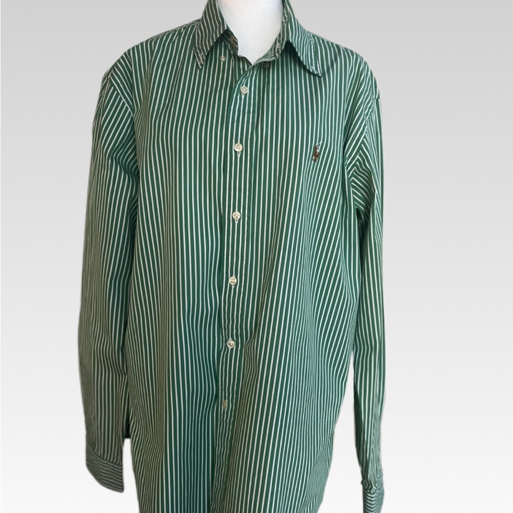 Ralph Lauren Men's Green Striped Button Down Shirt size XL